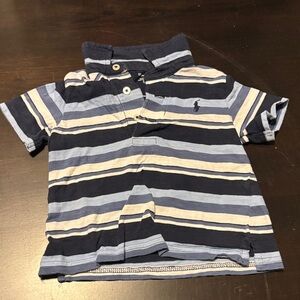 Ralph Lauren Navy and Light Blue Striped Polo